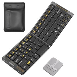 ANDLUCK Ultra-Thin Folding Wireless Keyboard,Silver Square Mouse