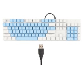 104 Key Mechanical Gaming Keyboard 28 Backlight Modes Blue Switch Plug and Play RGB Wired Computer Keyboard for Windows for Linux Blue White