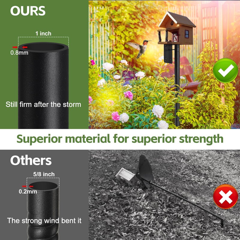 Bird Feeder Pole,75" Outdoor Bird House Pole Kit Stand with
