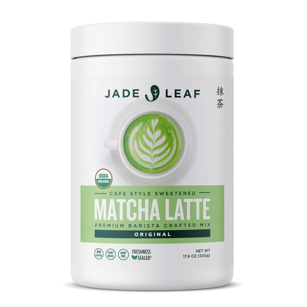 Jade Leaf Organic Matcha Latte Mix - Cafe Style Sweetened Blend - Sweet Matcha Green Tea Powder (500 Gram)