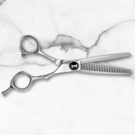 Flair 6 Inch Hair Thinning/Texturizing Shears with Removable Tang and VG10 Japan Steel Blades - Designed by Saki Shears (25% Hair Removal)