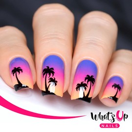Whats Up Nails - Palm Nail Vinyl Stencils for Nail Art Design (1 Sheet, 20 Stencils)