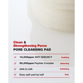 Cell Factory Pore Clear Toner Pad - Vegan, Skin Safety Tested, Peptides 60,000ppm, Retexturizing, Sebum Control, Pore Tightening, Mild Exfoliating & Calming - Italian V-Label Certified, 60 Pads