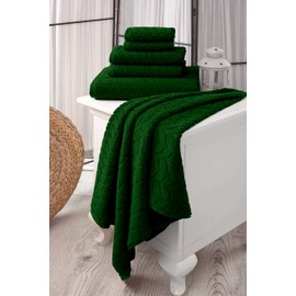 BAGNO MILANO Turkish Bath Towels, Soft Plush Jacquard Luxury Bath Towels, Quick Dry Towel Set (Royal Green, 2 pcs Bath Towel Set)