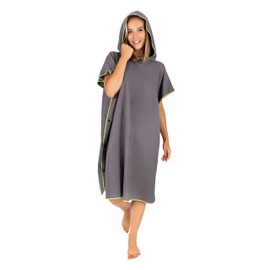 Gräfenstayn Premium Bath Poncho with Buttons – Öekotex 100 – Changing Aid for Men and Women – Surf Poncho Beach – Towel Poncho Adults – Changing Aid – Bath Cape Microfibre (L-XL Anthracite)