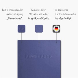 Application Folder Single Blue 3-Piece with 2 Spine Bars in Finest Leather Structure (Pack of 1)