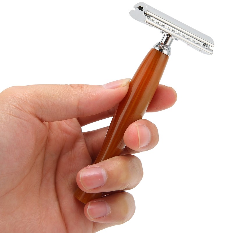 Long Handle Double Edge Safety Razor Zinc Alloy Resin Manual
