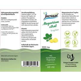 Liposomale Magnesiumcitrat Tropfen hochdosiert - (90.000mg Tri-Magnesiumdicitrat pro Packung) 3000mg Magnesiumcitrat pro Tagesdosis davon 1500mg Magnesium -MCT Öl -Hohe Bioverfügbarkeit