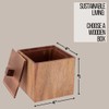EVIDECO French Home Goods Square Acacia Wood Storage Box with