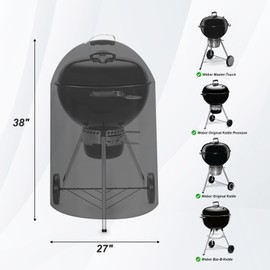 Grill Cover for Weber Barbecue Grill, Master Touch Grill, 57 cm 600D Oxford BBQ Grill Cover for Weber (Diameter 63 x 88 cm), Gas Grill Cover, Tarpaulin Grill, Waterproof, Windproof Grill Cover