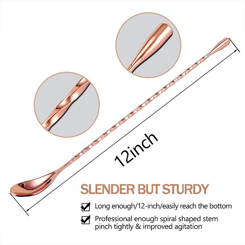DIFENLUN 12 Inches Mixing Spoon Stainless Steel, 2 Pack Spiral