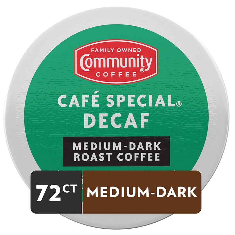Community Coffee Cafe Special Decaf 72 Count Coffee Pods, Medium