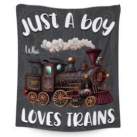 Train Blanket for Boys - 40x50 Inches Crib Size - Soft Fuzzy Plush Throws Gifts - Black Cute Throw Blanket for Couch & Sofa