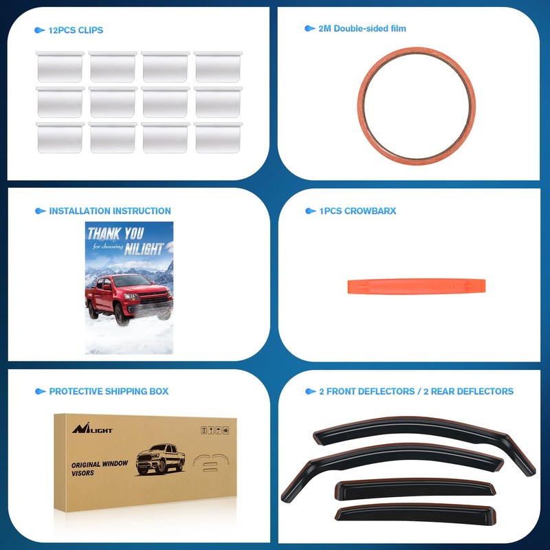 Nilight Durable in Channel Rain Guards for Honda Civic Hatchback