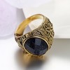 JewelryWe Jewellery Men's Ring Purple Sandstone Stainless Steel Retro Classic
