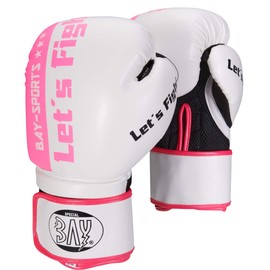BAY® "Fresh Mesh" Boxing Gloves Boxing Gloves Pink White Carbon Look 8 oz UZ OZ Small Hand PU Leather Professional Delux Kickboxing Boxing Thai Boxing Muay Thai Men Women Children Teenagers Juniors