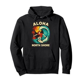 Hawaii Surfer Aloha North Shore Vintage Mens Surfs Up Pullover Hoodie