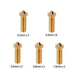 KOYOFEI 20PCS Brass Nozzles for Kobra Plus, 3D Printer Parts 8PCS 0.4mm, 3PCS 0.2mm, 0.6mm, 0.8mm, 1.0mm Brass Volcano Nozzle Kit for Sidewinder X1, X2, Anycubic Vyper, Kobra Max