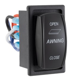 RecPro RV Replacement Awning Switch | 12V DC | 2" H x 1.13" W x 2" D | Mounts Without Screws | Black