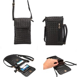 WaitingU Crossbody Cellphone Purse Soft PU Leather Moblie Phone Pouch Multipurpose Shoulder Bag Carrying Cases for Smartphone