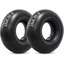 Heavy Duty 15x6.00-6 Butyl Inner Tubes with TR-87 Bent Valve Stem, Premium Replacement 6.00/6.50-6 Lawn Mower Tire Tubes Fit for Snow Blowers, Go Karts, Golf Carts, Wheelbarrows and More 2 Pcs