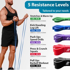 Beenax Resistance Bands Pull Up Assist Bands Set - Thick, Heavy Different Levels Workout Exercise Bands for CrossFit, Powerlifting, Muscle and Strength Training, Stretching, Mobility, Yoga - Men Women