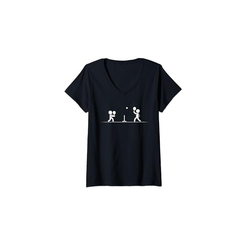 Ladies Funny Pickleball V-Neck T-Shirt, black