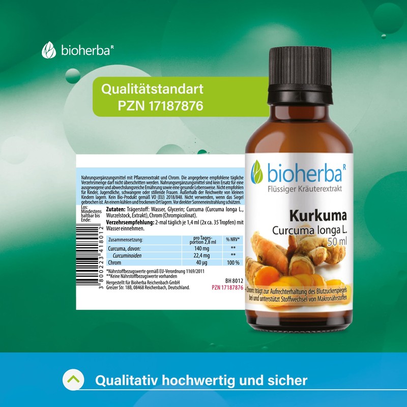 Kurkuma Tropfen Hochdosiert 50 ml Curcuma longa L, Turmeric Tinktur