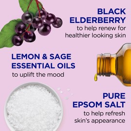 Dr Teal's Foaming Bath with Pure Epsom Salt, Black Elderberry with Vitamin D, 34 fl oz (Pack of 2)