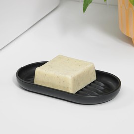 ReBorn Recycled Soap Dish - Bathroom Tidy Soap Tray - With Deep Air-flow Ridges to Help Dry Soap Quickly - Easy to Clean - Made in Britain from Recycled Materials (Graphite Black, Soap Dish)