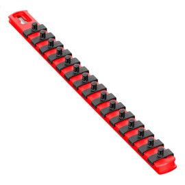 Ernst Manufacturing 13-Inch Magnetic Socket Organizer with 15 1/4-Inch Twist Lock Clips, Red (8414M-Red-1/4)