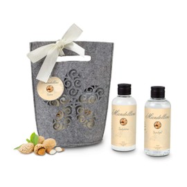 Römer Wellness Mandellini Gift Set 3 Pieces 100ml Shower Gel 100ml Body Lotion + Decorative Felt Bag - Almond Milk Fragrance - Approx Dimensions: 18.5 x 12.5 x 6.5 cm