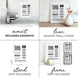 Reilly Originals 5x7 Inch Sensitive Plumbing Please Be Kind to the Drain Designer Kitchen Sign ~ Ready to Stick, Lean or Frame ~ Premium Finish, Durable