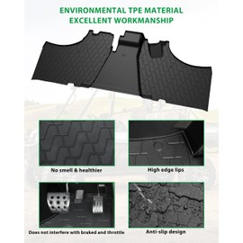 SAUTVS TPE Front Floor Mat for Kawasaki Mule Pro FXT FX DX DXT FXR 2015-2025 Accessories, Rubber Front Row Floor Liners Slush Mat, Replace #KAF080-033, All Weather Protection