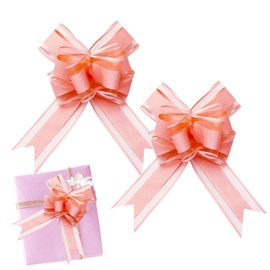 Bliceon 30 Pack Large Pink Pull Bows - 7 Inch Organza Gift Wrapping Bows for Christmas, Birthdays, Crafts, Hampers, Bouquets & Present Decorations - for Gift Wrapping