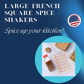 JARMING COLLECTIONS 16 oz Glass French Square Spice Jars with Shaker Lids - Elegant Design for Food Storage and Kitchen Organization - Enhance Your Spice Storage – Made in USA