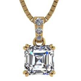 NANA Jewels Asscher Cut CZ Simulated Diamond Solitaire Necklace Sterling Silver, 8mm (3.00ct) - Yellow Gold Plated