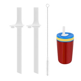 2pcs Replacement Straws with Bite Valve for Zak Designs Kelso 12oz 15oz Tumbler Water Bottle, BPA-Free Flexible Silicone Cup with Cleaning Brush Toddler Accessories Parts Reusable
