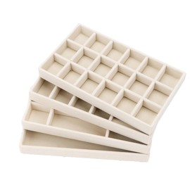 Jewelry Drawer Inserts for Drawers, Velvet Jewelry Storage Tray, Stackable Flat Stacking Trays Display Case for Rings Stud Necklaces(Beige)