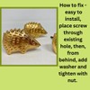 Bright Gold Animal Drawer Knobs - Dresser Cabinet (3. Hedgehog)