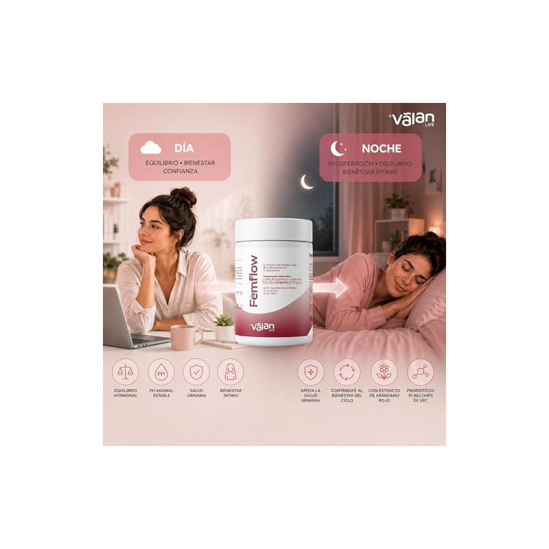 Valan Life Suplemento Mujer Femflow Resveratrol Probióticos Antioxidantes Cápsulas 750