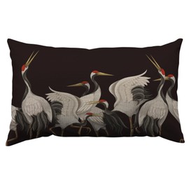 Orythyra Decorative Cushion Covers 30 x 50 cm Beautiful White Cranes Pillow Case Cushion Cover for Outdoor Patio Garden Blench Living Room Sofa Farmhouse Decor Rustic Linen 12x20 Inch