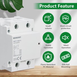Wengart Motor contactor WCT-100.2-pin 100A, AC24V, safe and reliable lighting and motor control, quiet operation (1NO1NC)
