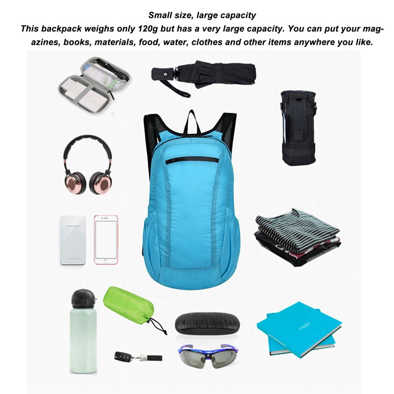 Packable Backpack Oxford Cloth 20L Foldable Waterproof Lightweight Multifunctional Hiking