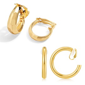 LILIE&WHITE Gold clip-on earrings without piercing - hypoallergenic jewellery gifts for women, colour-fast accessories to combine, elegant outfit highlights for everyday life and festive events,