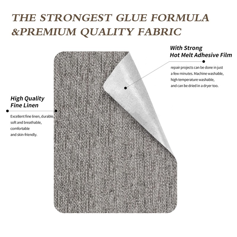 King Mountain Premium Linen Fabric Iron-on Repair Patch, Inside&Outside 3"x60"