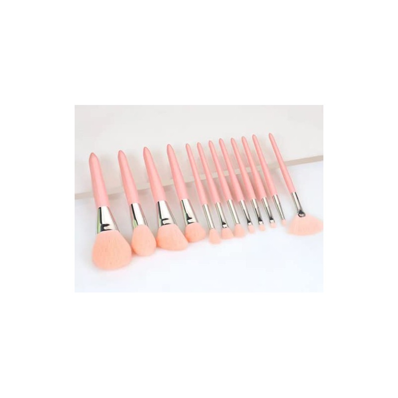 Set profesional de 12 piezas brochas para maquillaje (Coral Pink)