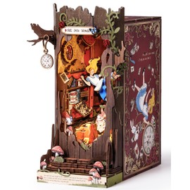 Rolife DIY Book Nook Kits Fall into Wonder, Fairy Tale Bookend Wooden 3D Puzzles for Bookshelf Decor, DIY Miniature House Building Kit for Adults, DIY Crafts/Surprised Gifts for Teens & Book Lovers