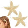 JazSwirl Gold Starfish Hair Clips for Women, 2 Pack 2.2
