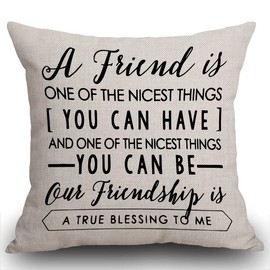 Smooffly Friendship Gifts Decorative Cushion Cover Friend Quotes Throw Pillow Case Home Decorative for Men/Women Living Room Bedroom Sofa Chair 18X18 Inch Pillowcase 45X45cm